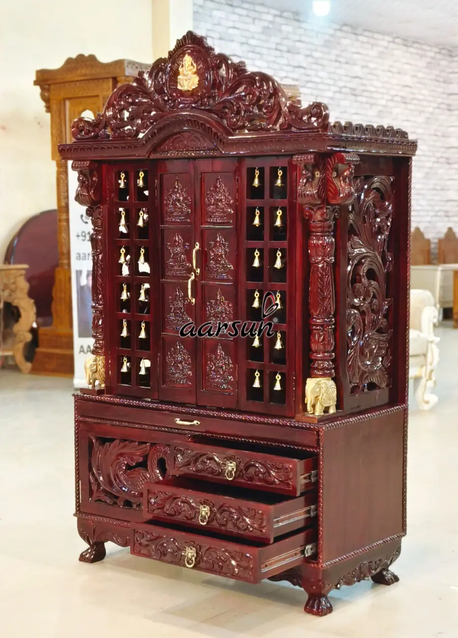 Ashtalakshmi Wooden Temple, Pooja Mandir, Home Temple with Video View 4