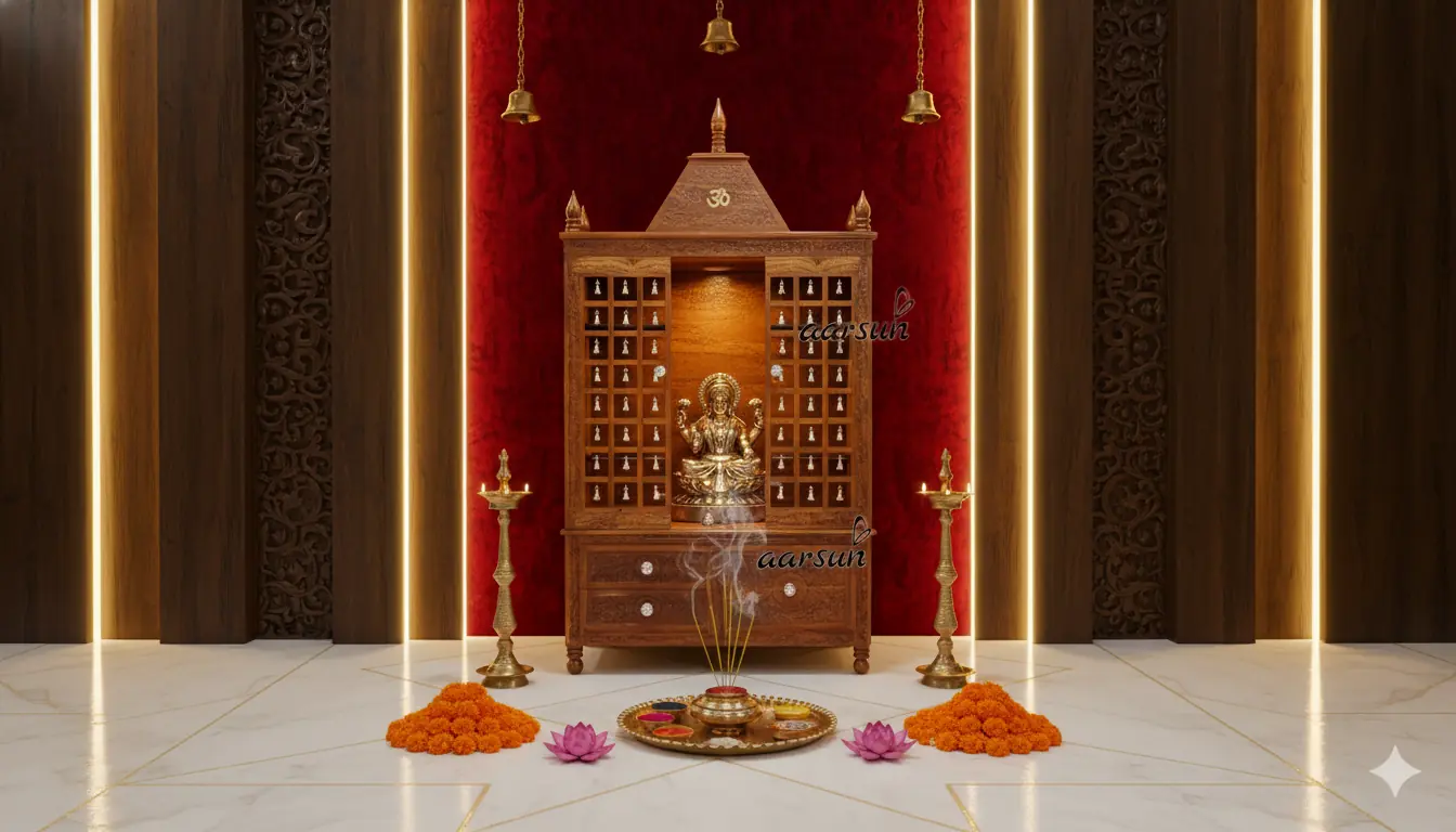 Sheesham Wood Door Temple with Bells YT-341