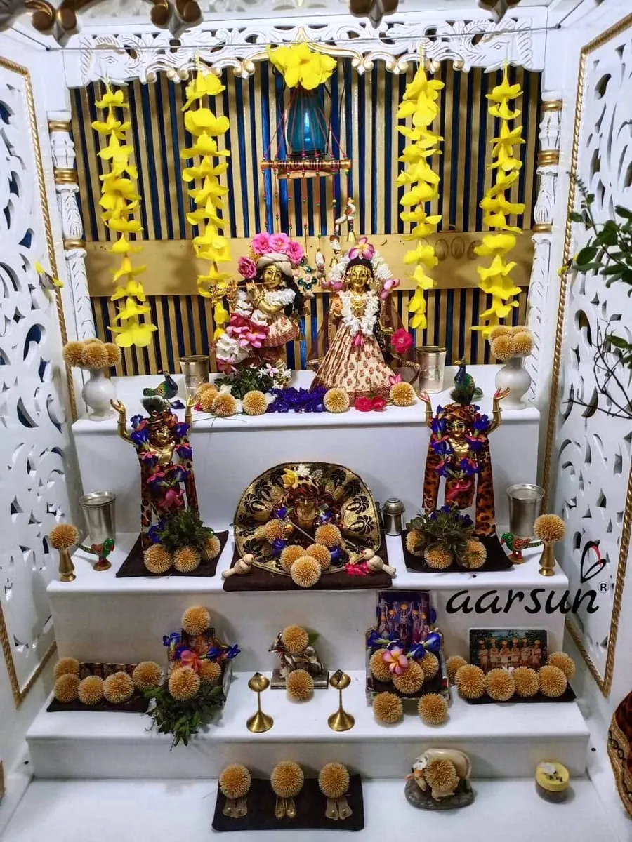 Beautiful Handcrafted White Wooden Temple YT-520 View 2