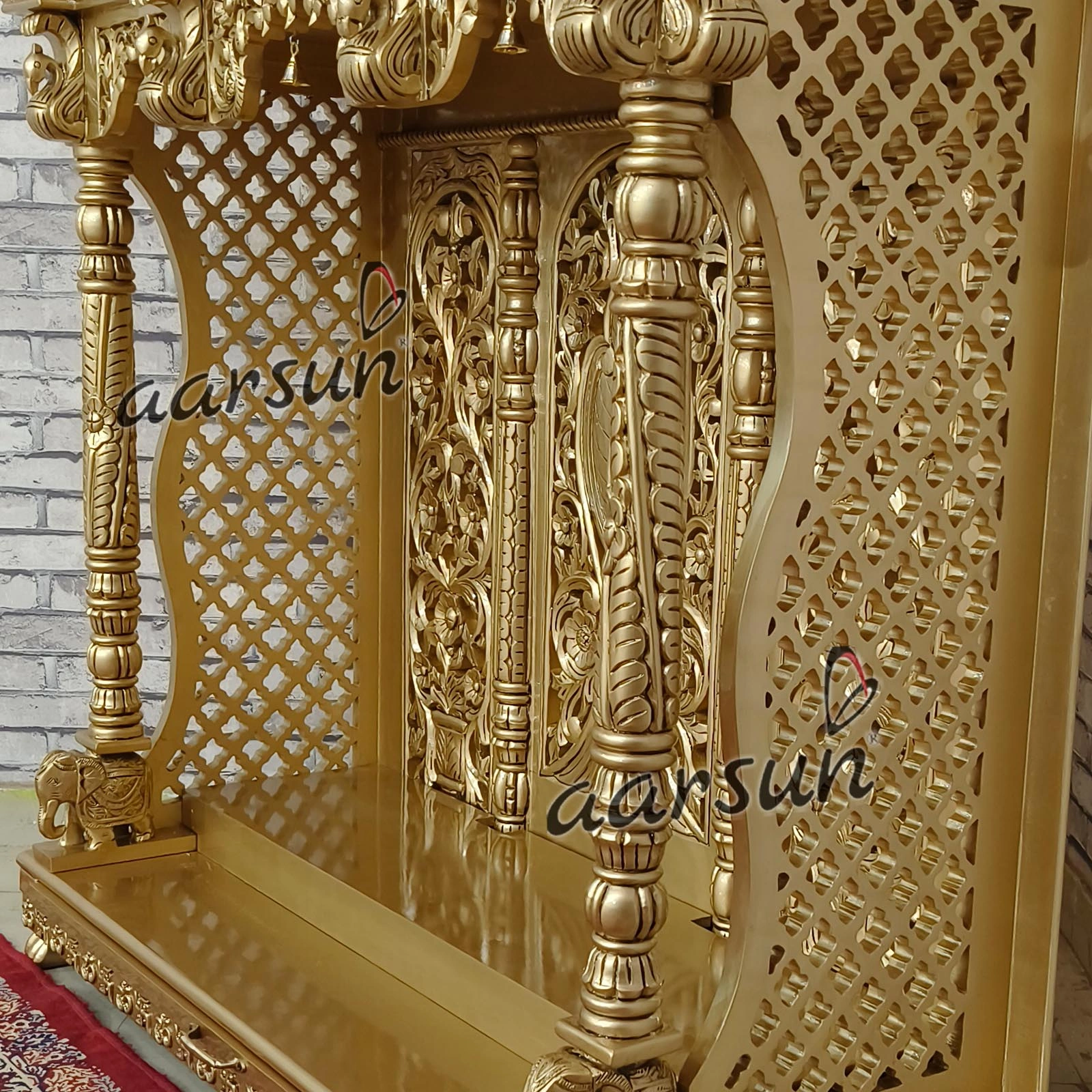 Beautiful home temple with Swastika and Om design View 5