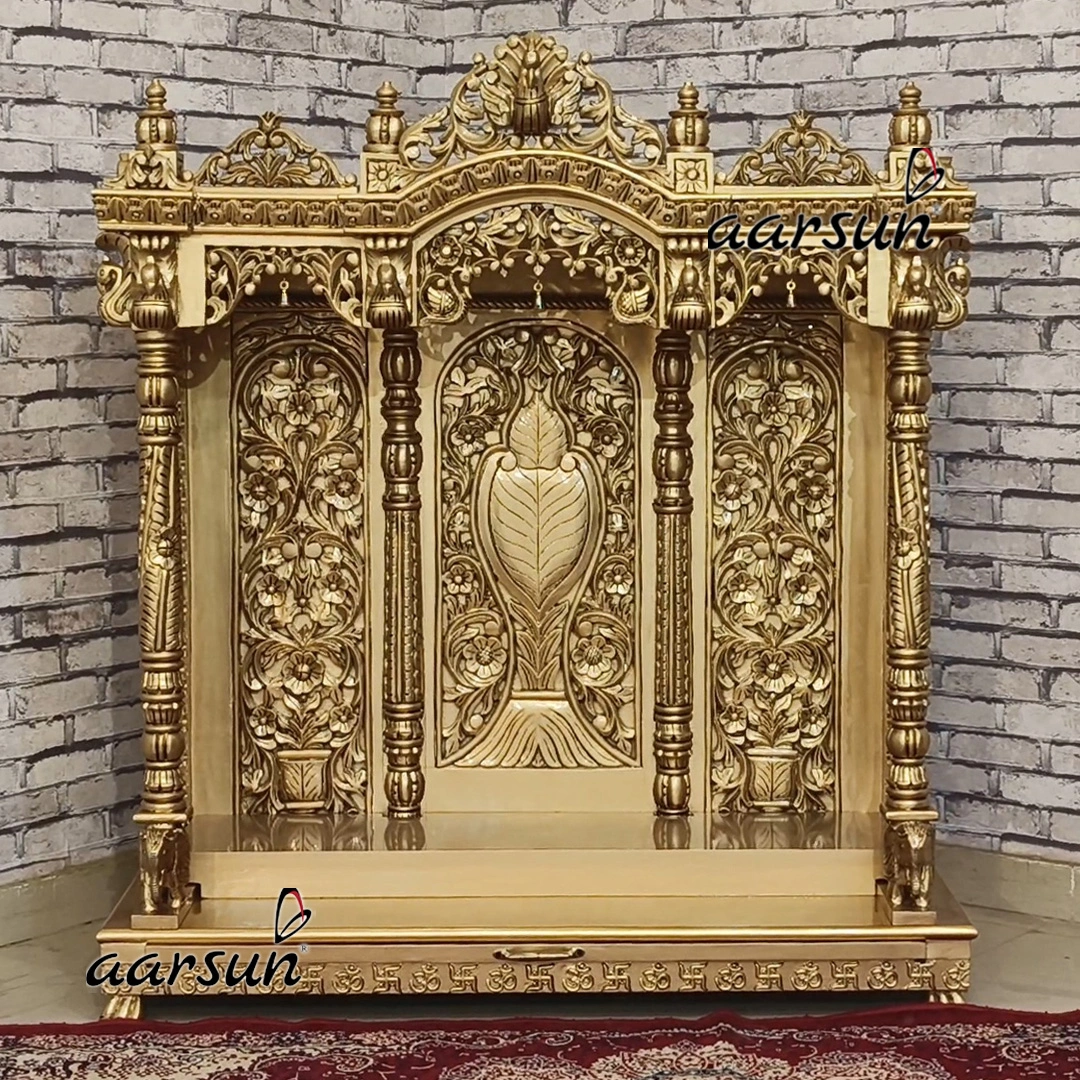 Beautiful home temple with Swastika and Om design View 6