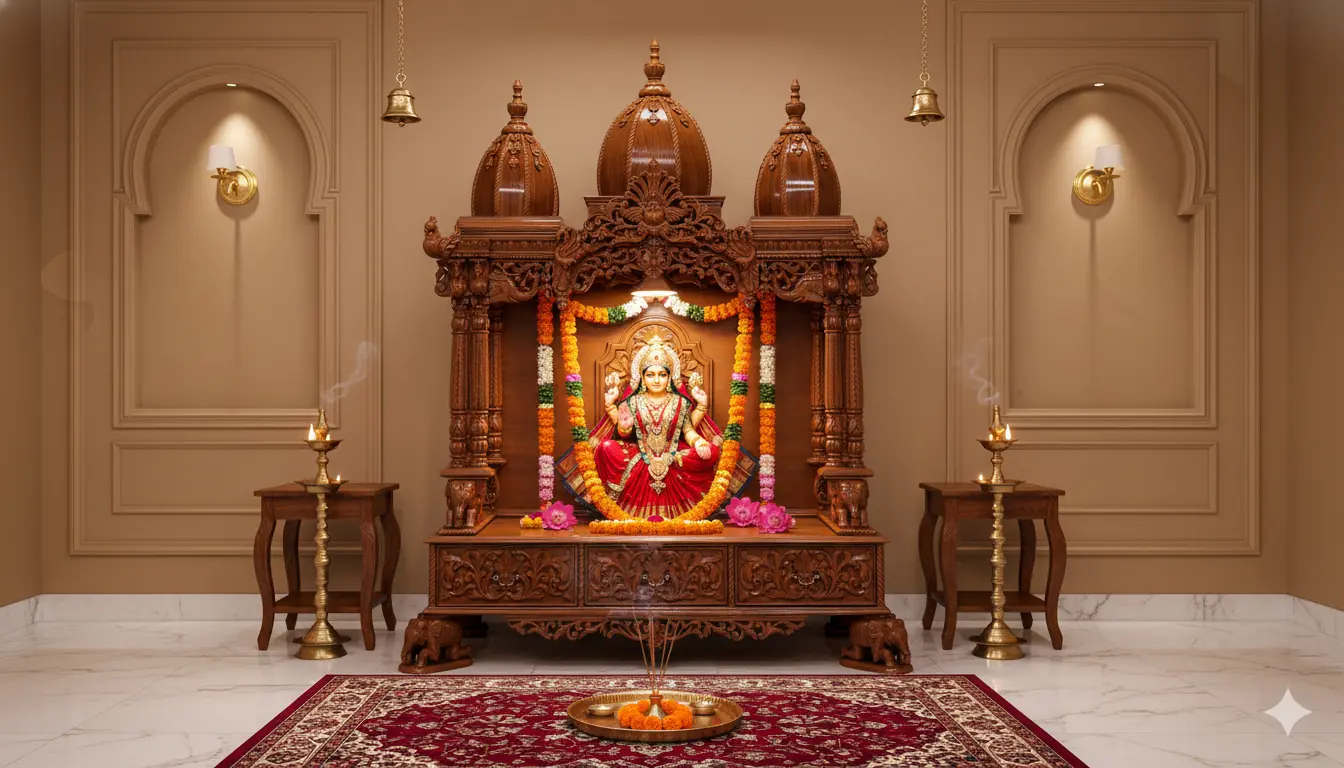 Beautifully Carved Wood Temple mandir design