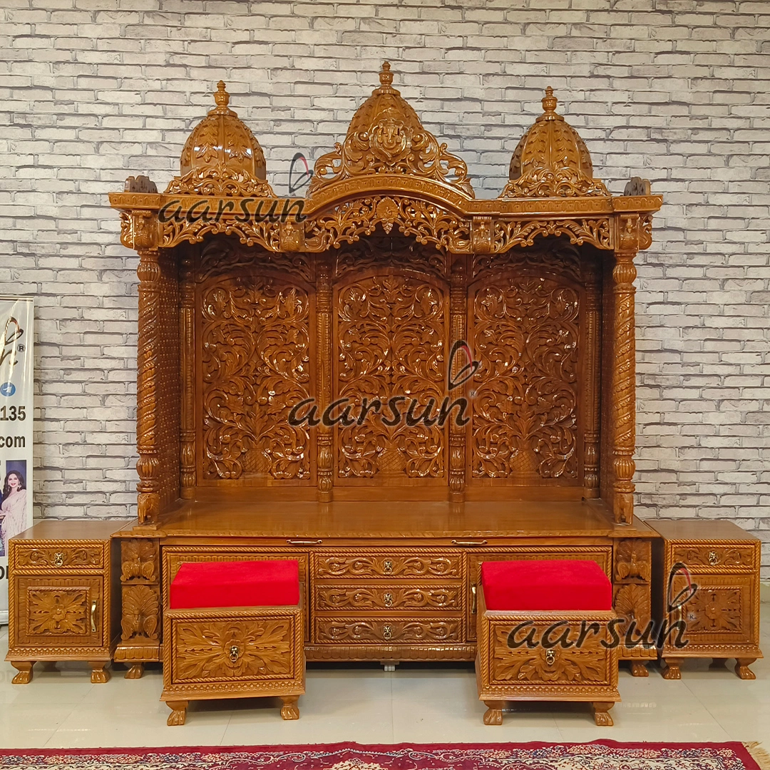 Big North Design Grand Pooja Mandir with Double Chowki View 3