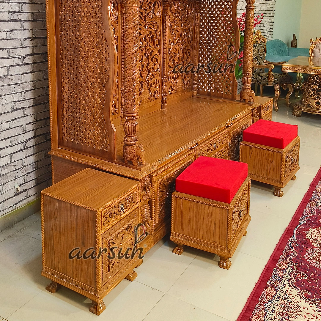 Big North Design Grand Pooja Mandir with Double Chowki View 5