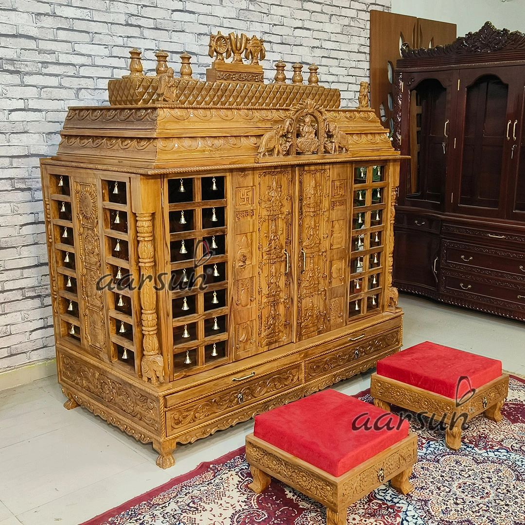 Big South Indian Ashtalakshmi Mandir with Twin Chowki View 4