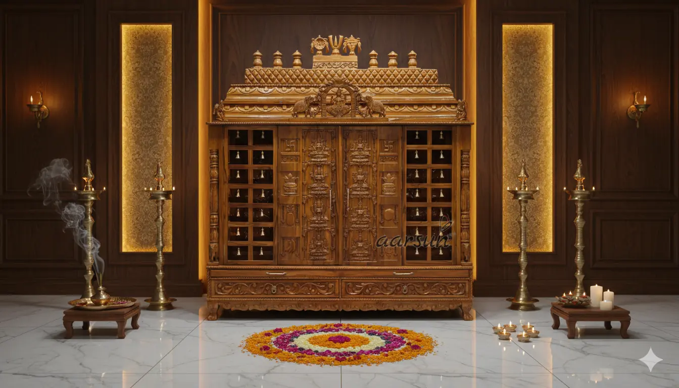 Big South Indian Ashtalakshmi Mandir with Twin Chowki