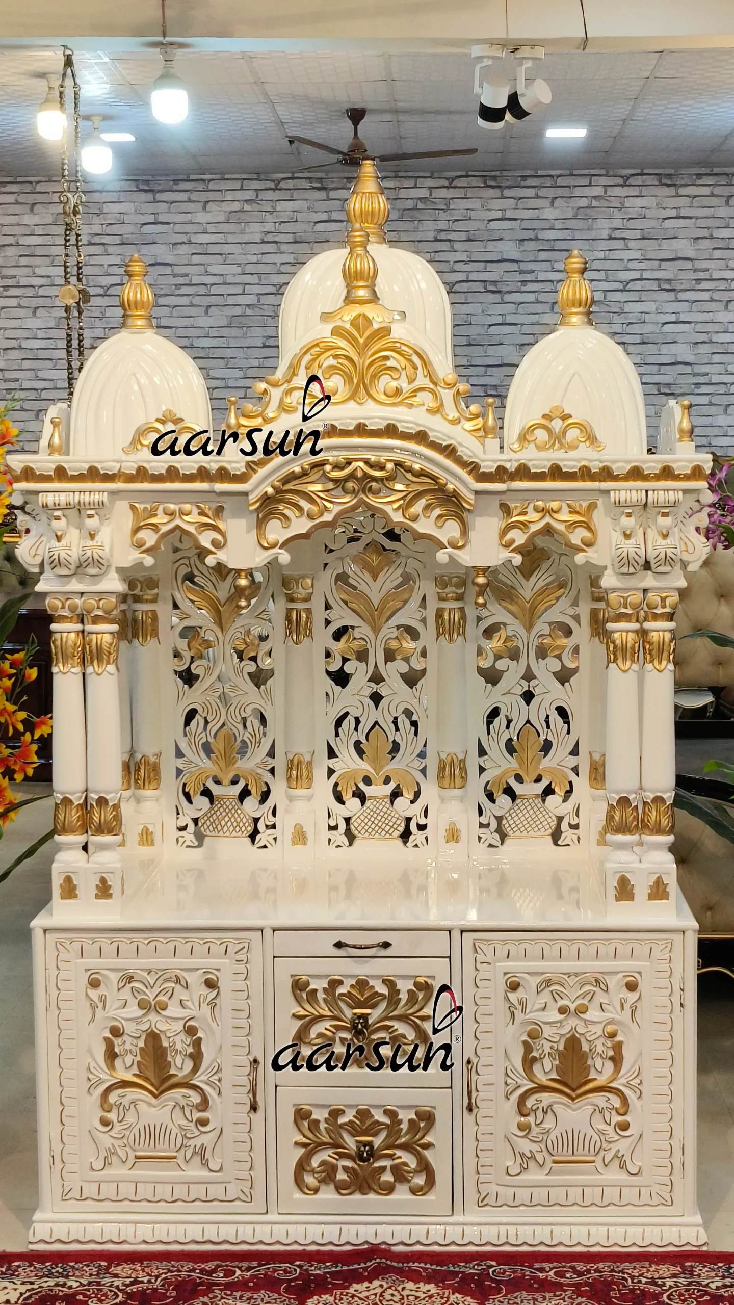 Buy White Gold Wooden Temple at Best Price View 3