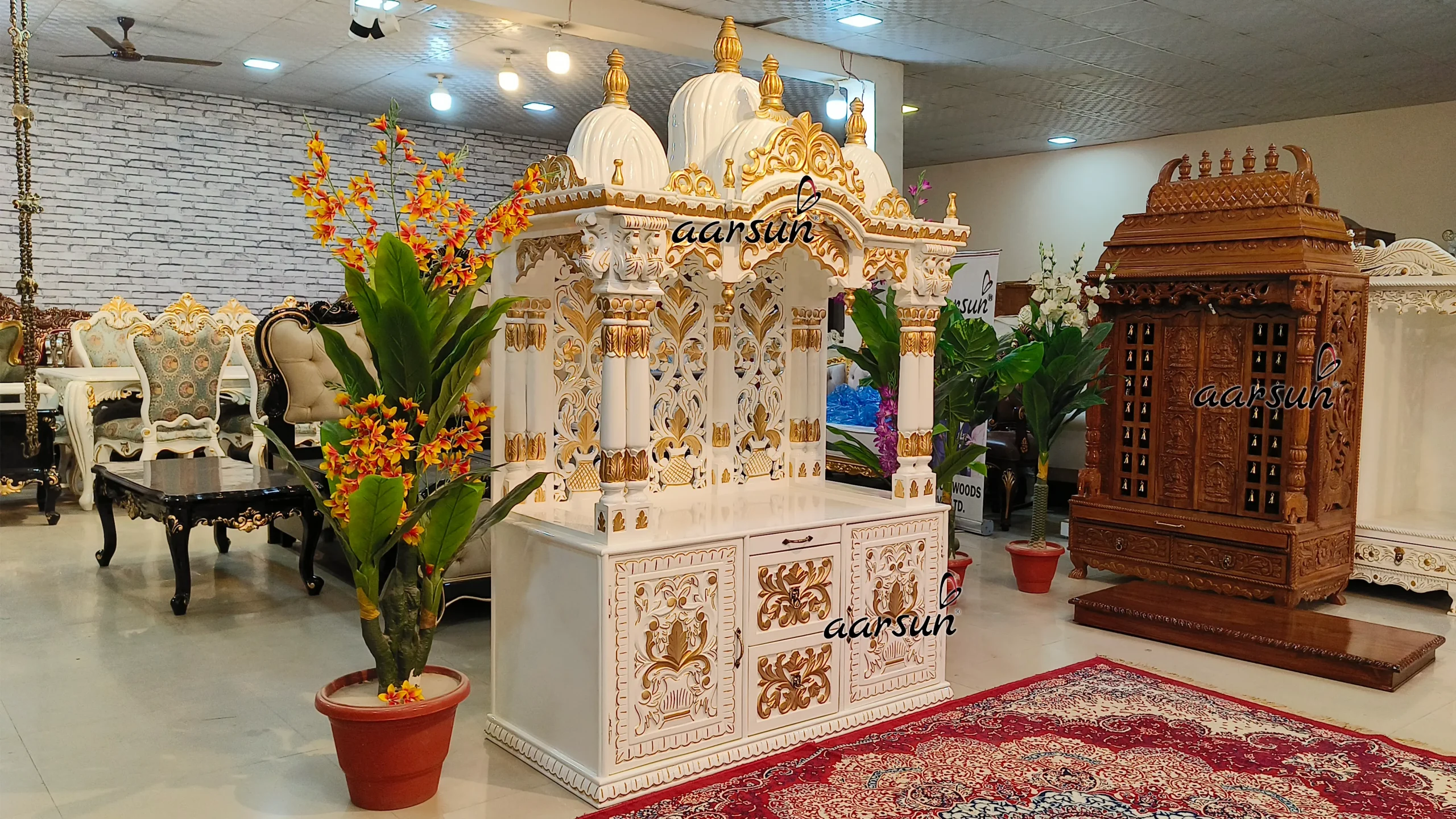 Buy White Gold Wooden Temple at Best Price View 4