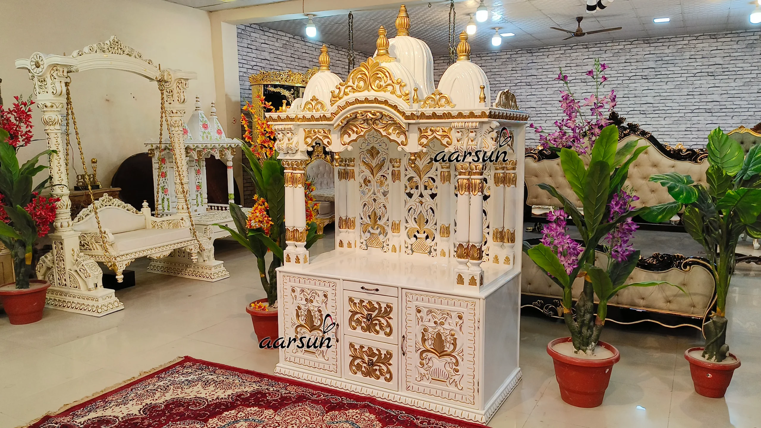 Buy White Gold Wooden Temple at Best Price View 5