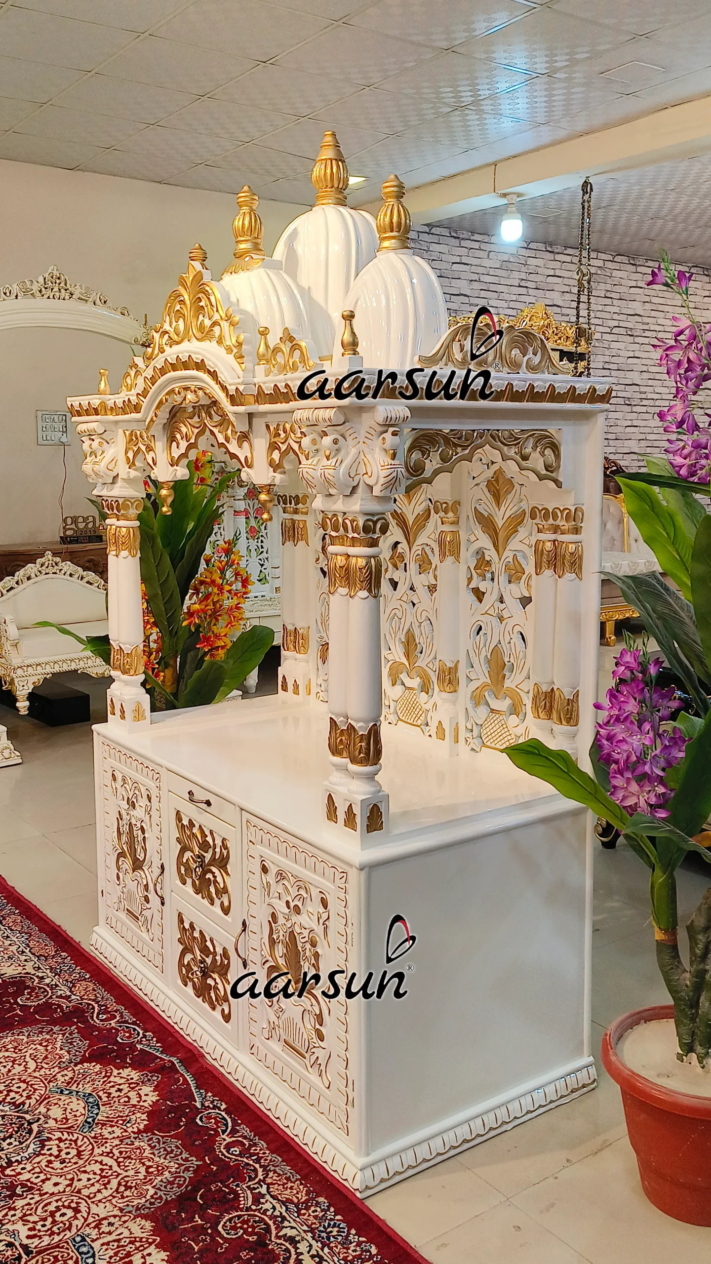 Buy White Gold Wooden Temple at Best Price View 7