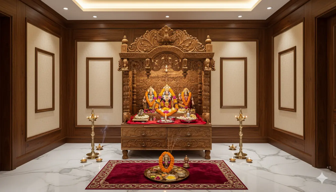 Designer Handcrafted Wooden Pooja Mandir
