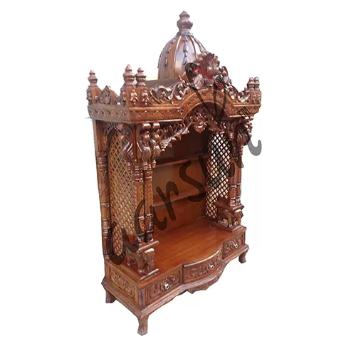 Designer Wooden Mandir in Teak Wood MNDR-0007 View 2