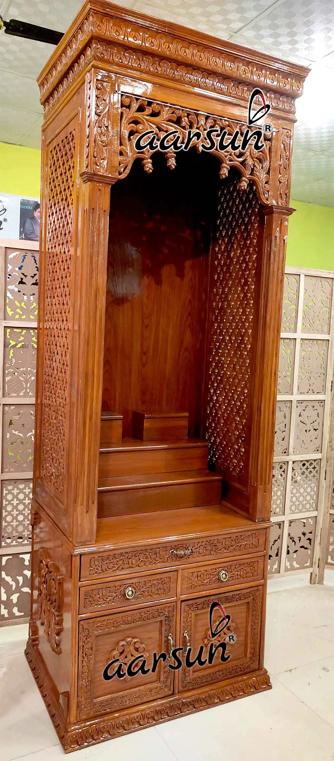 Devasthanam Mandir Design in Teak Wood YT-618 View 3