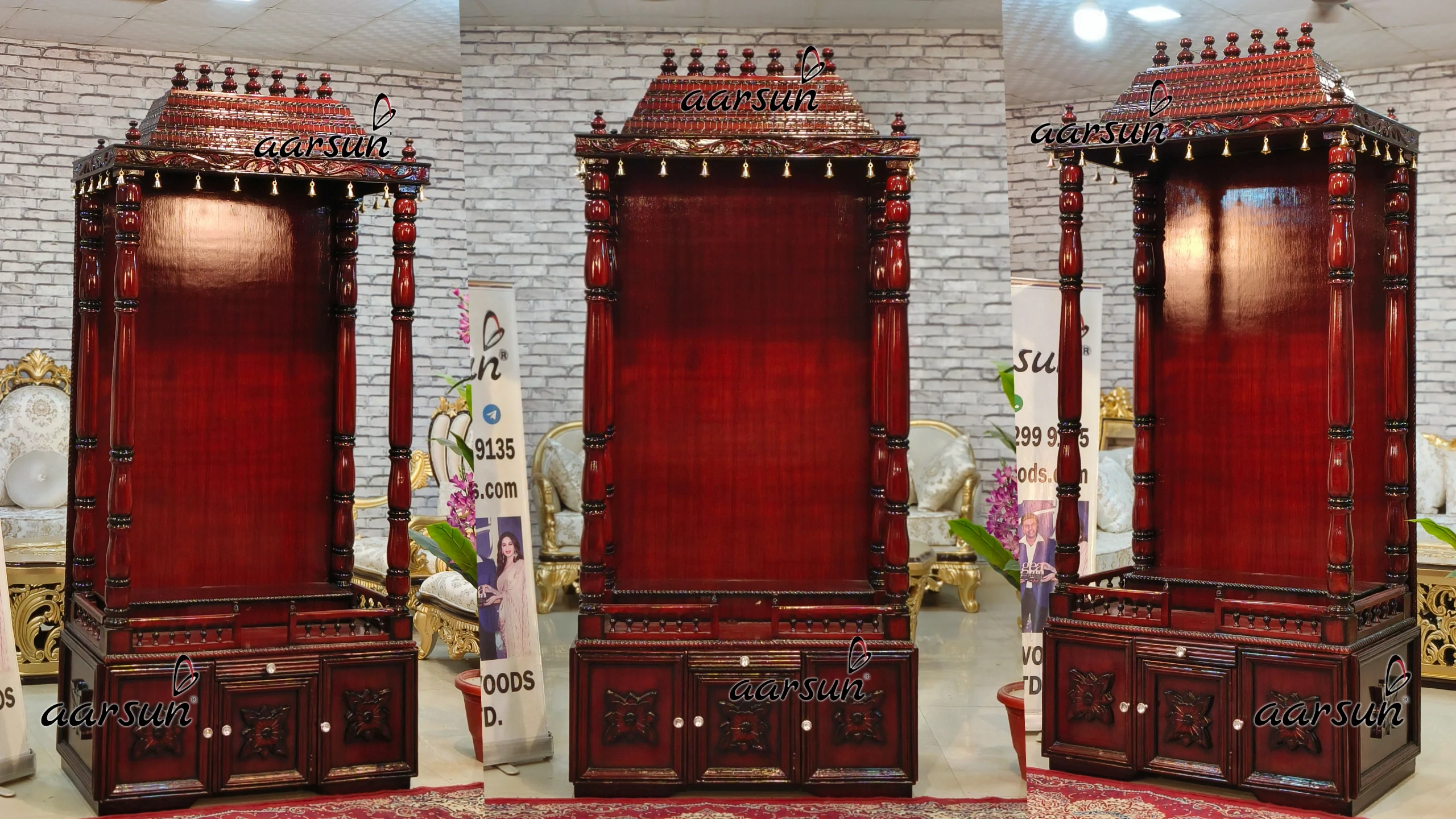 Dual Shade Wooden Temple with Gopuram View 4