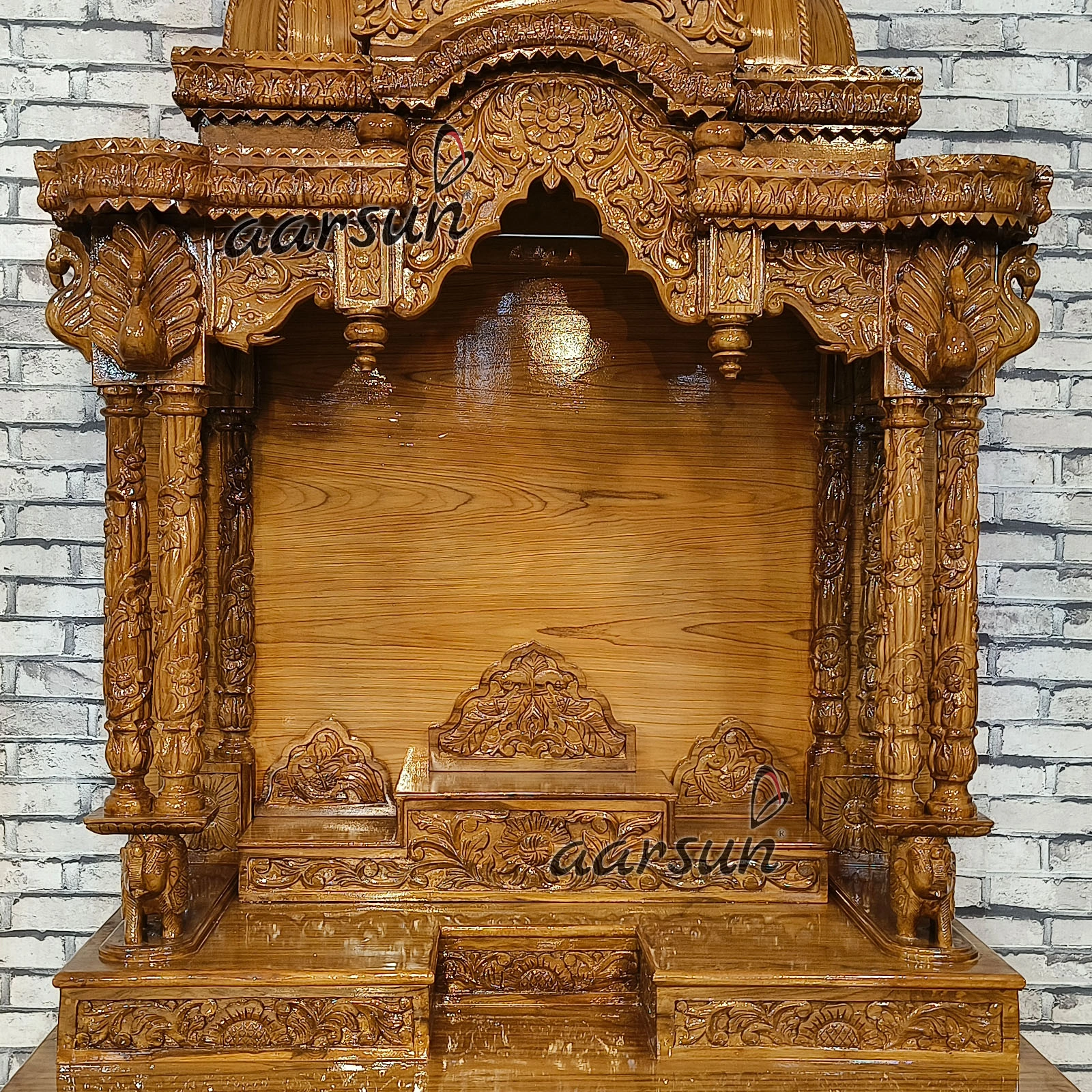 Easy-to-Move Wooden Big Temple for Home (LED And Wheels) View 15