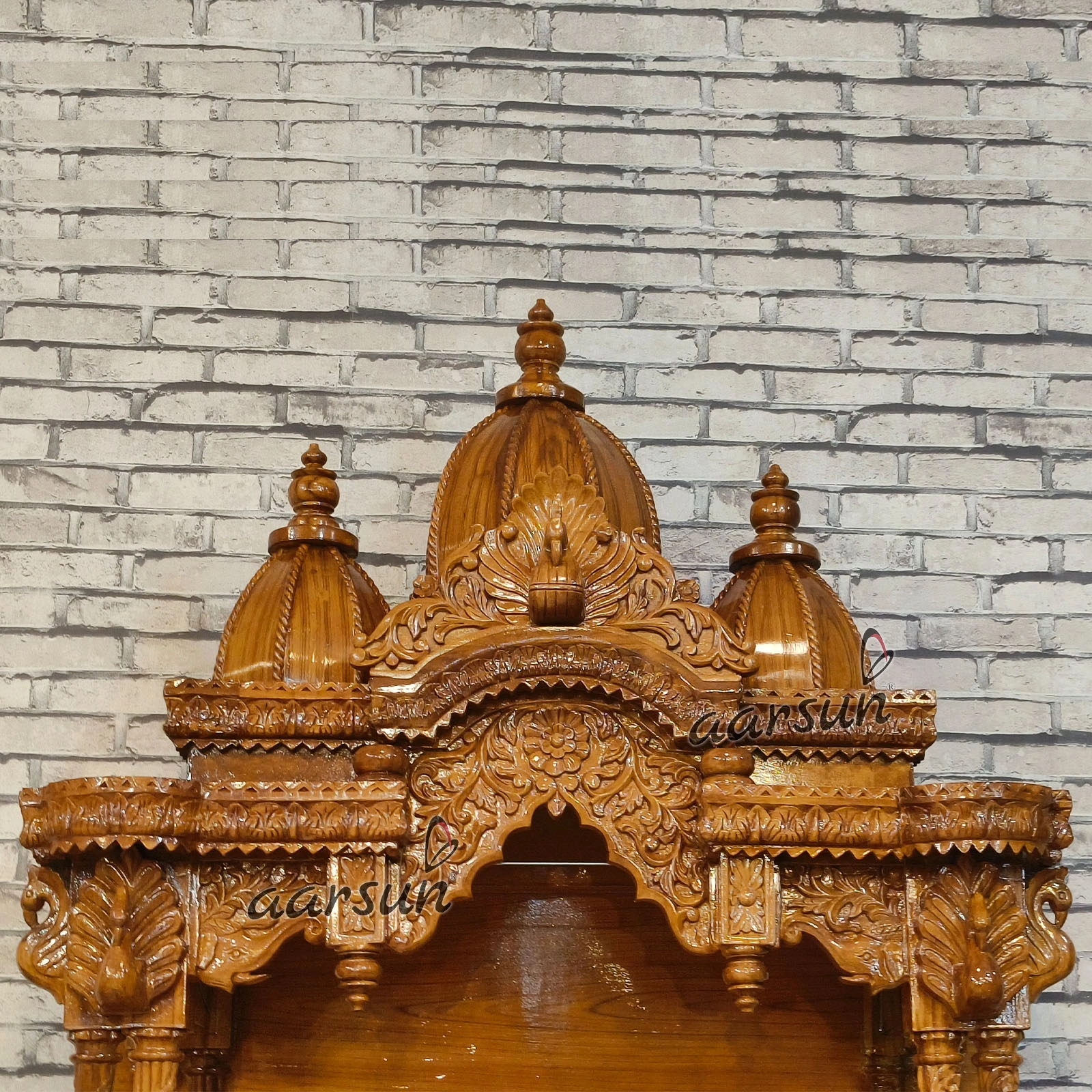 Easy-to-Move Wooden Big Temple for Home (LED And Wheels) View 17