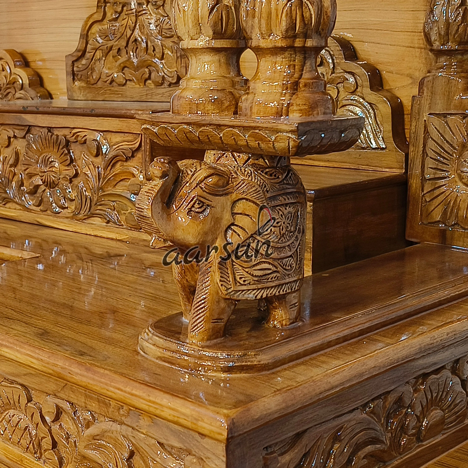 Easy-to-Move Wooden Big Temple for Home (LED And Wheels) View 7