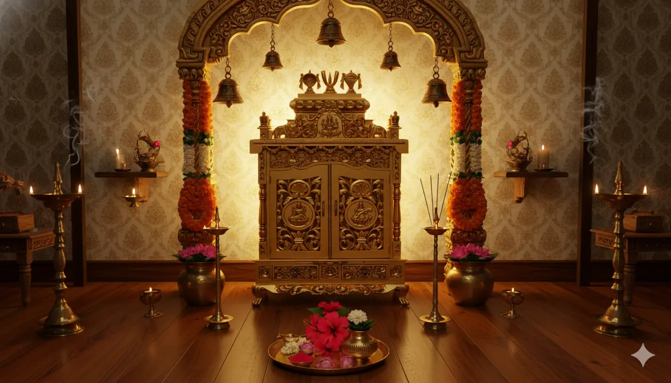 Exquisite Gold Wooden Temple, Home Mandir with Video