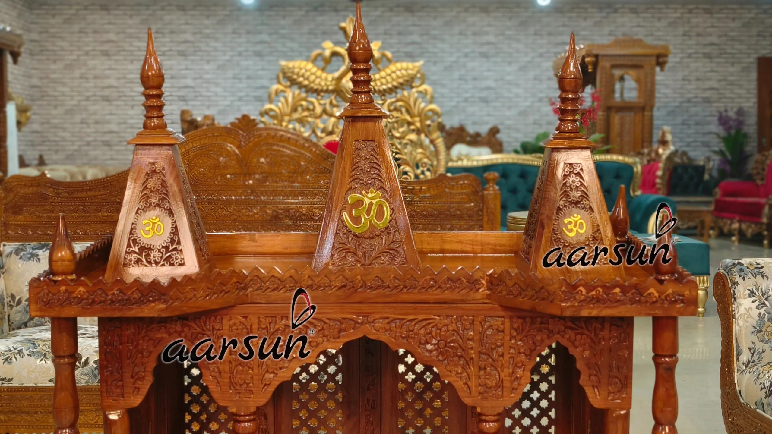 Folding Wooden Temple in Natural Polish View 4