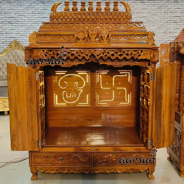 Fully Handcrafted Ashtalakshmi Mandir With Swastik & Tamil OM View 5