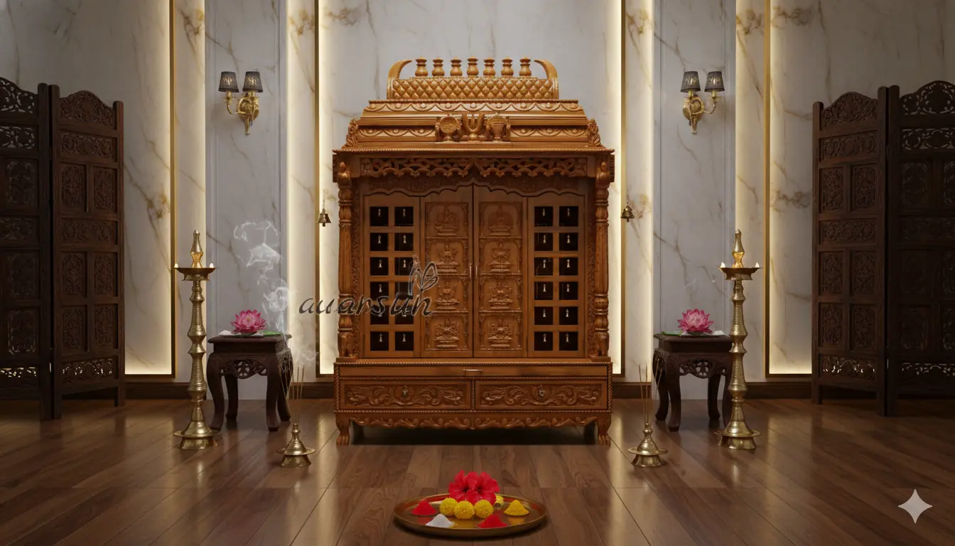 Fully Handcrafted Ashtalakshmi Mandir With Swastik & Tamil OM