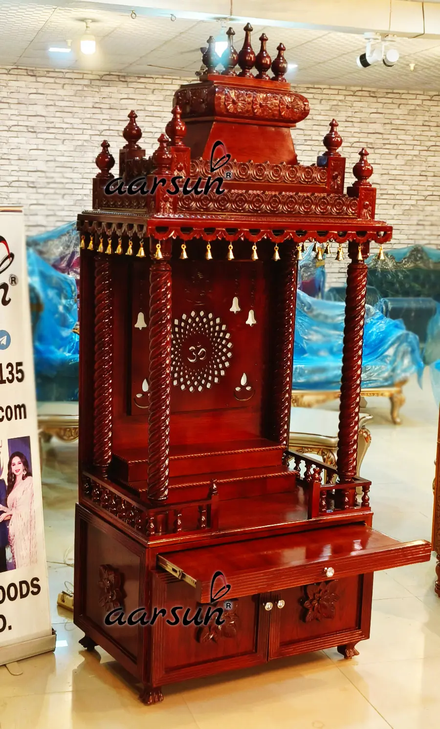 Modern & Classical Fusion Temple in Teak Wood - YTN85 View 4