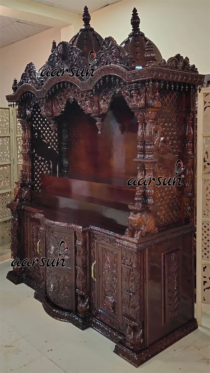 Krishna Mandir Handcrafted in Teak YT-522 View 4