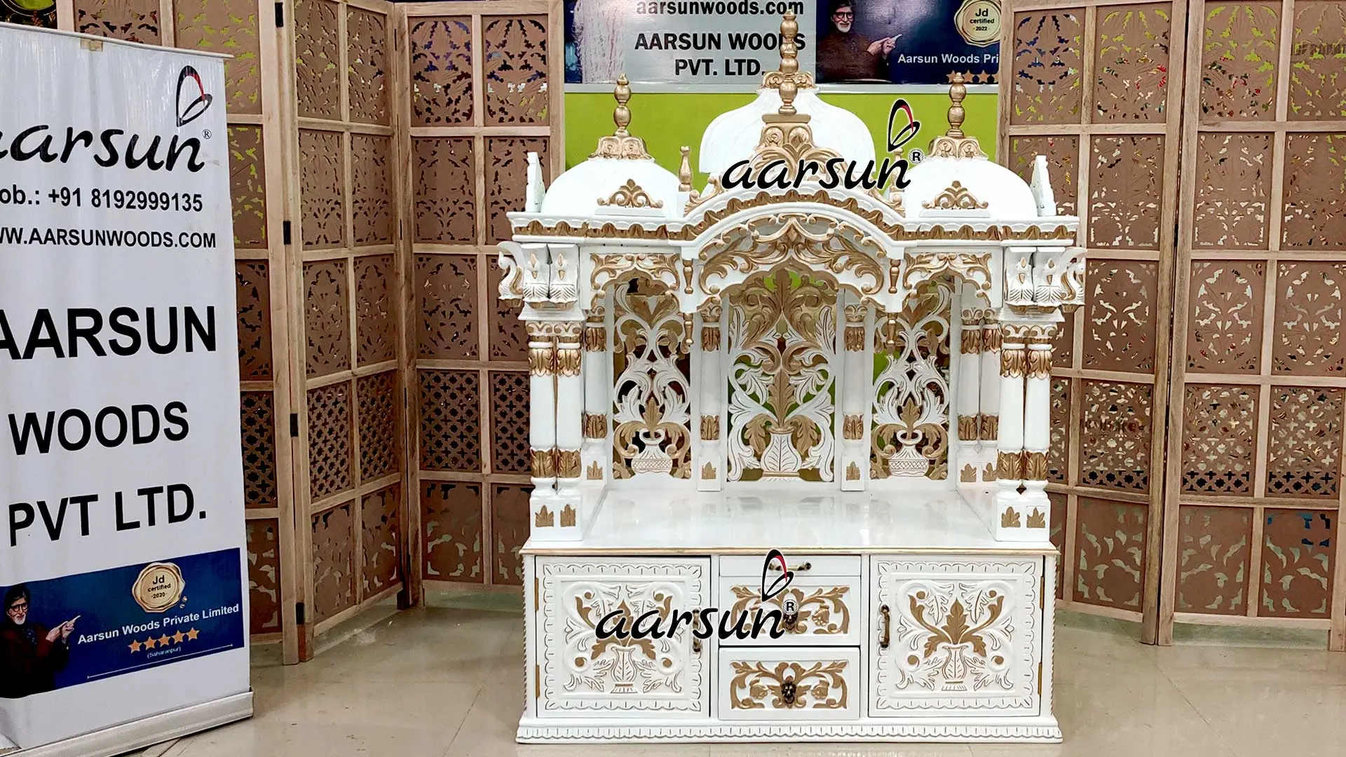 Handcarved White & Gold ISKCON Temple YT-642 View 3