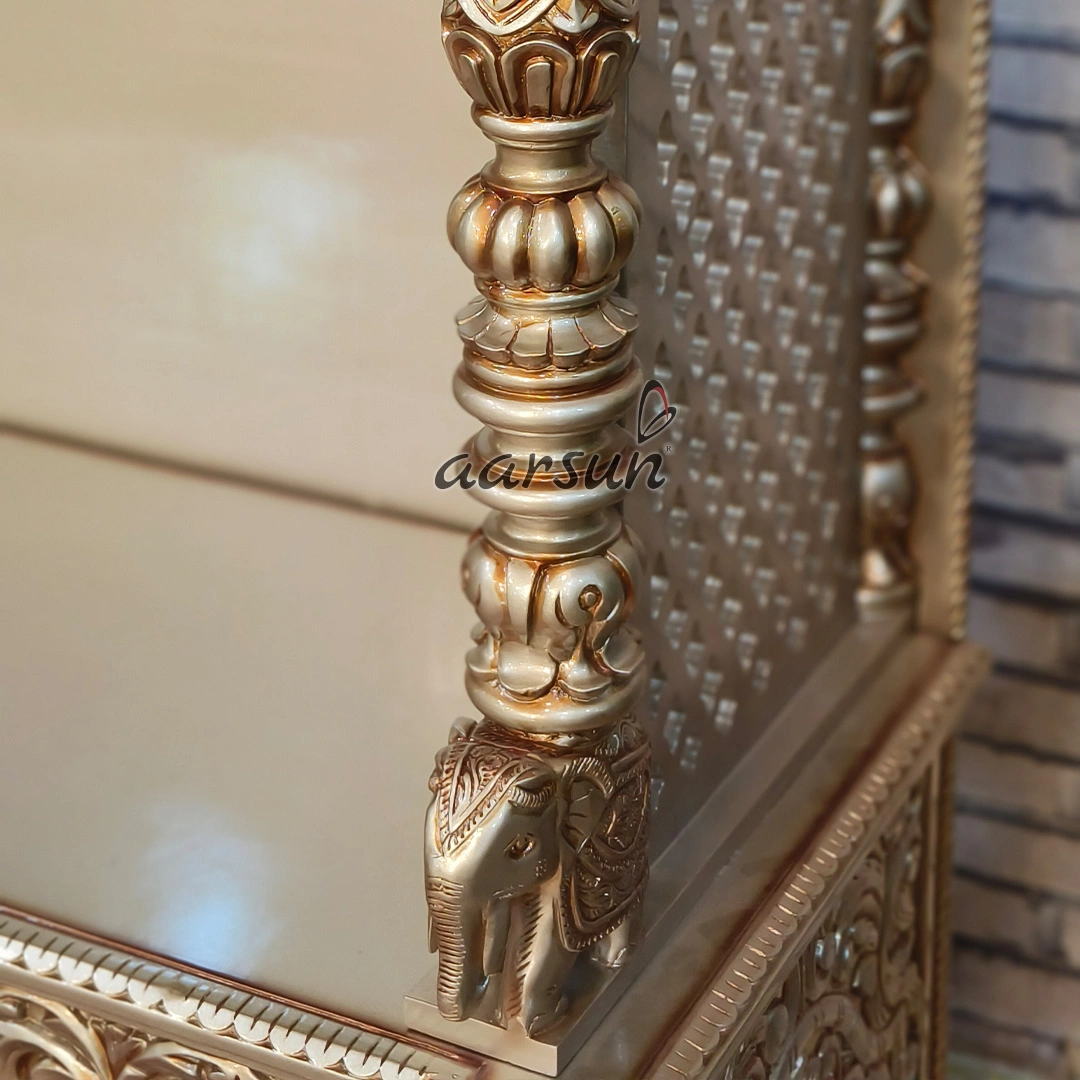 Handcrafted Designer Mandir with Intricate Carving View 3