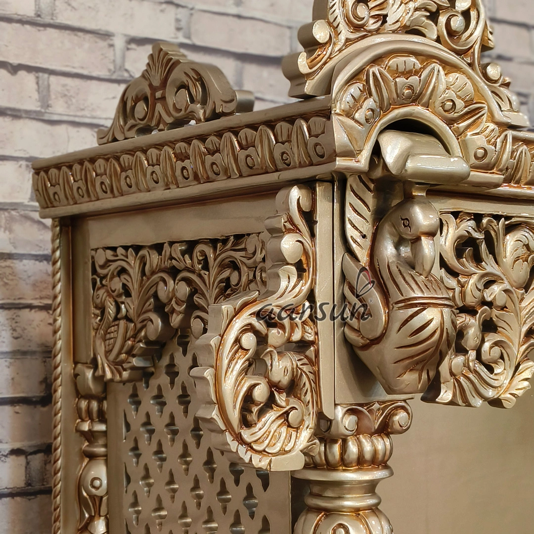 Handcrafted Designer Mandir with Intricate Carving View 9