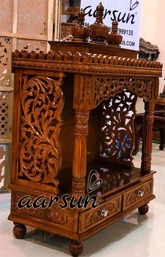 Teak Wood Home Mandir / Temple Honey Finish YT-305 View 2