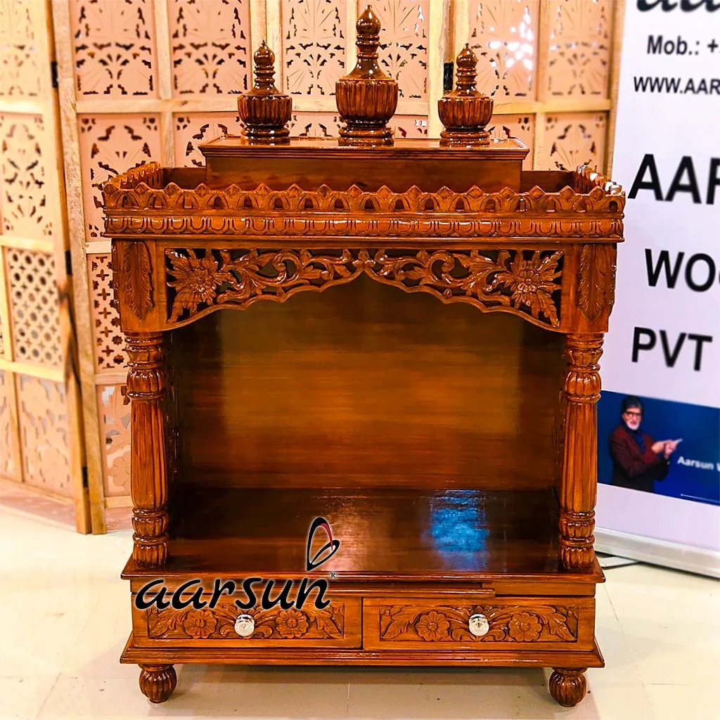 Teak Wood Home Mandir / Temple Honey Finish YT-305 View 3