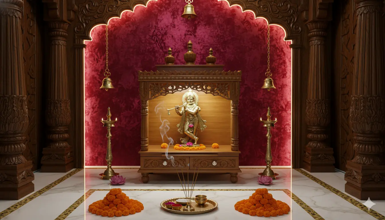 Teak Wood Home Mandir / Temple Honey Finish YT-305