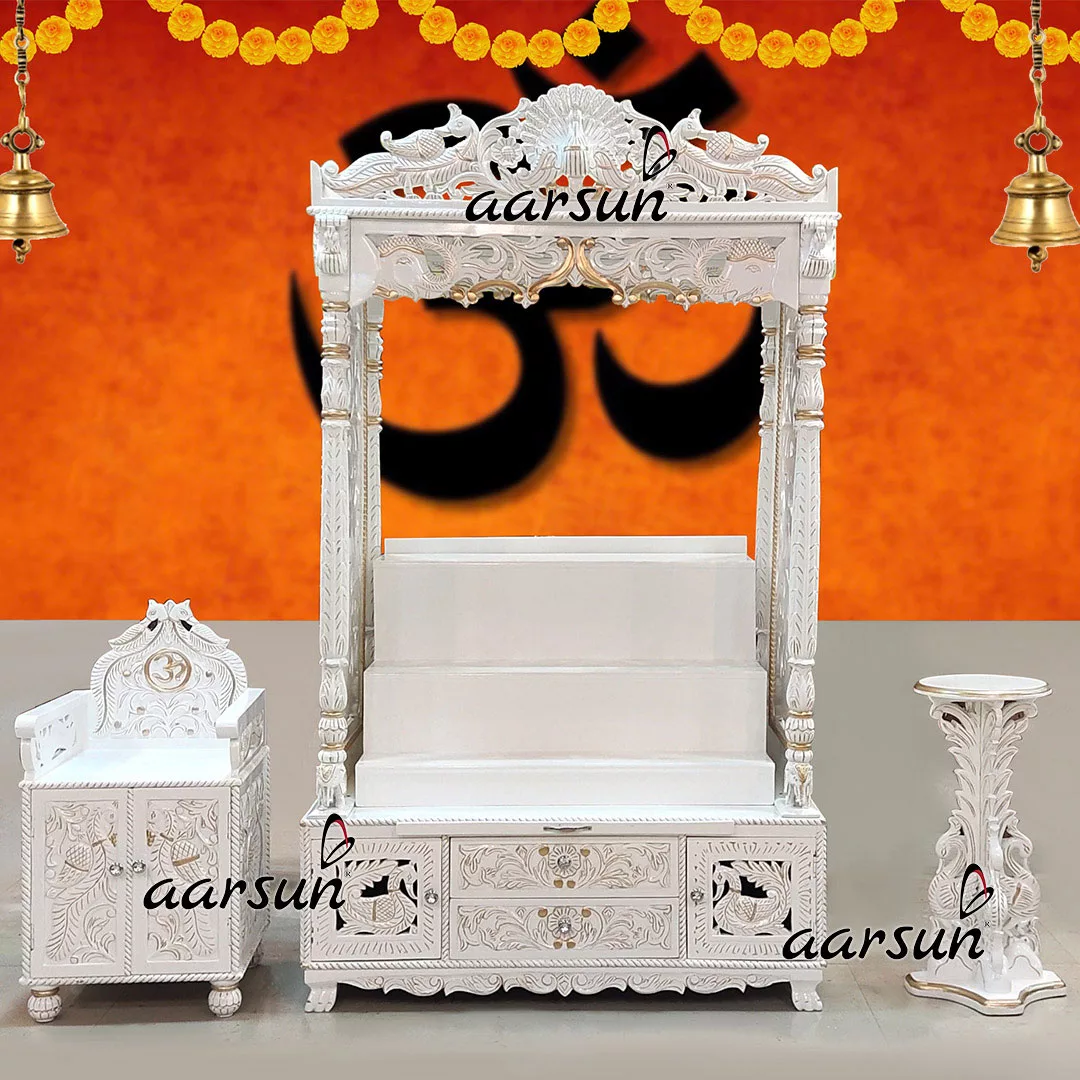 Handcrafted Mandir with Chowki Steps YT-520 View 6