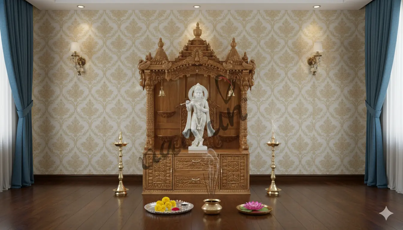 Handcrafted Wood Temple Cabinet MNDR-0012