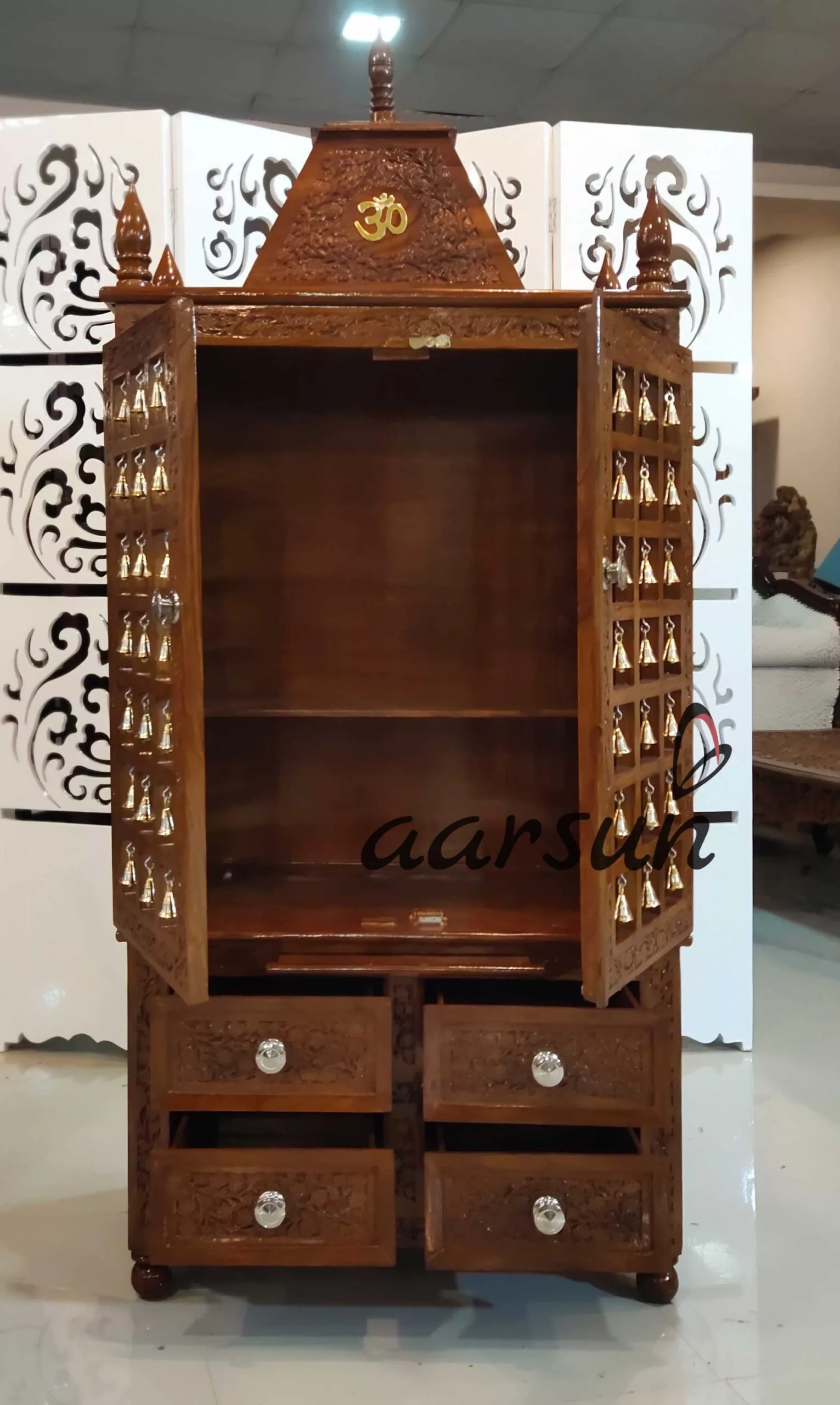 Pooja Temple with Bells TEAKTMP-003 View 5