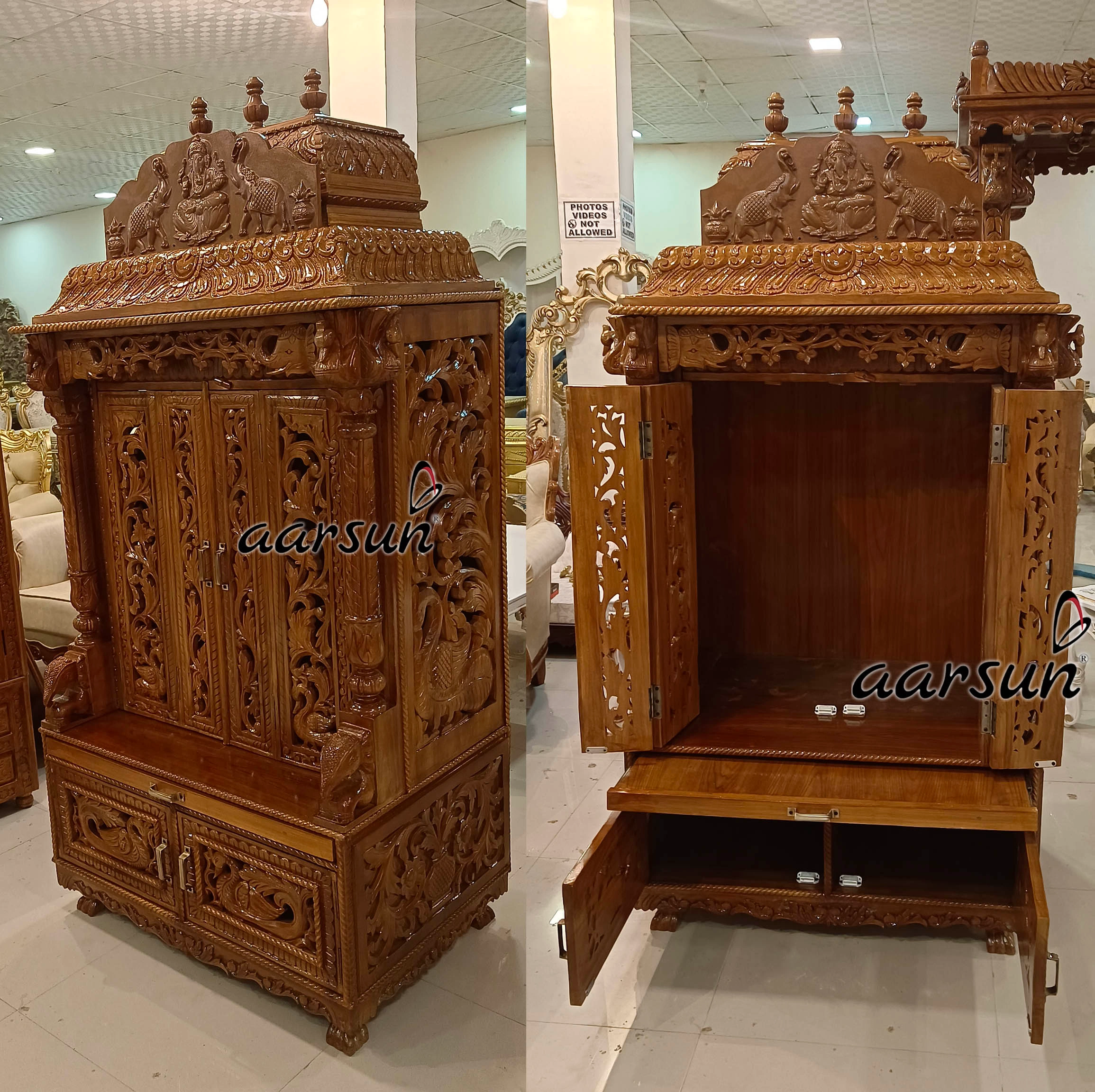 Hindu Temple Design - Home Temple, Wooden Temple View 2