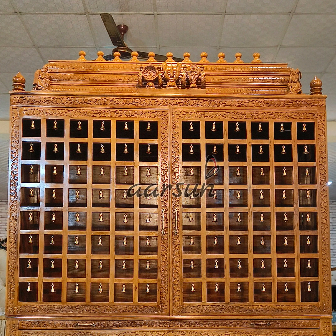 Intricately Carved Wooden Temple with Drawers View 5