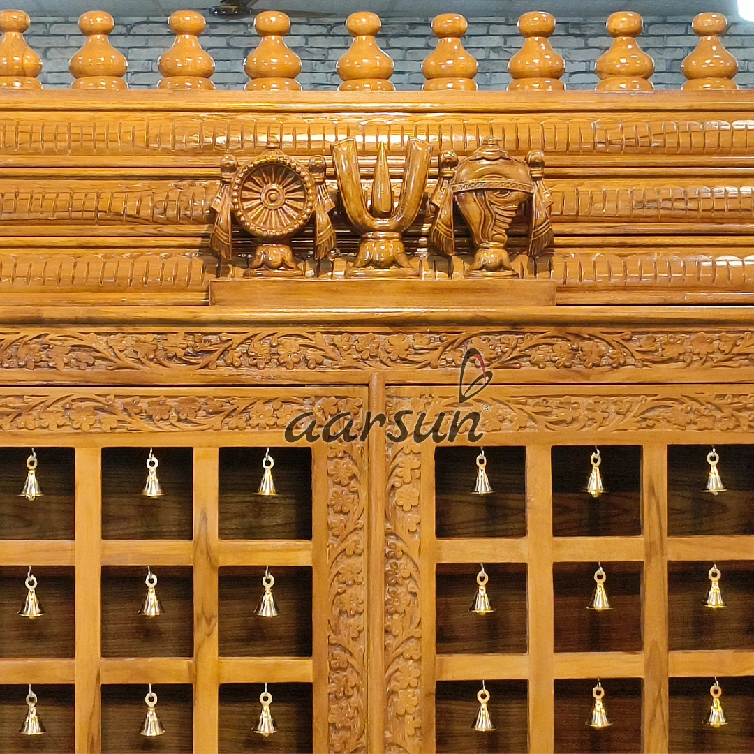 Intricately Carved Wooden Temple with Drawers View 6