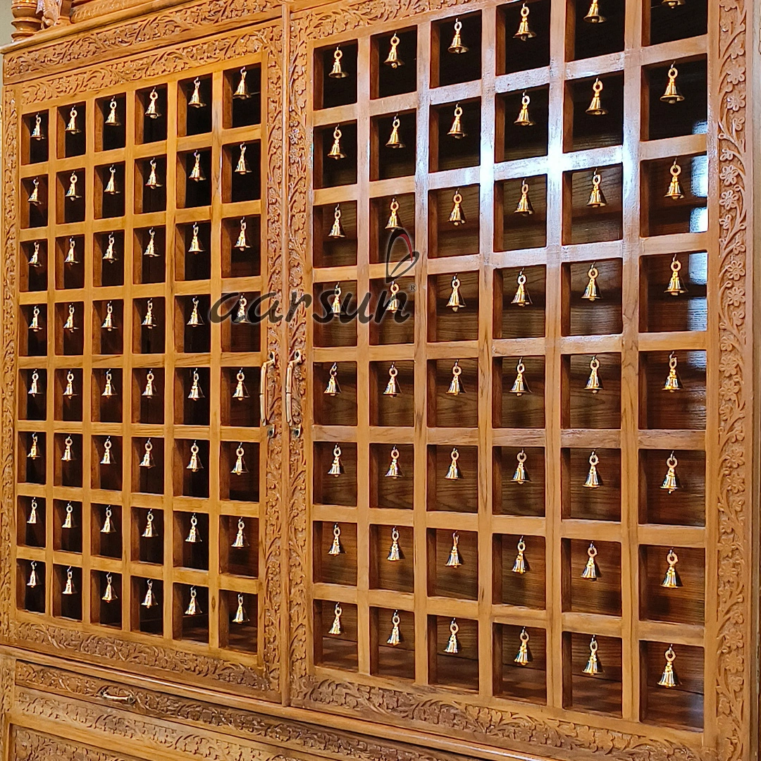 Intricately Carved Wooden Temple with Drawers View 7
