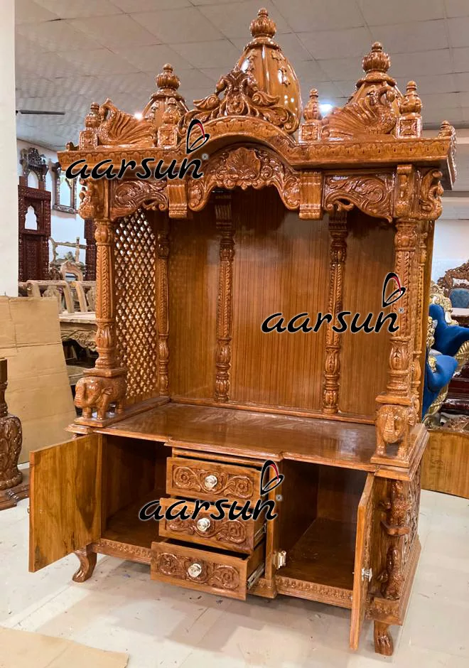 Large Size Temple Handcrafted in Teak with High Gloss Finish YT-392 View 2