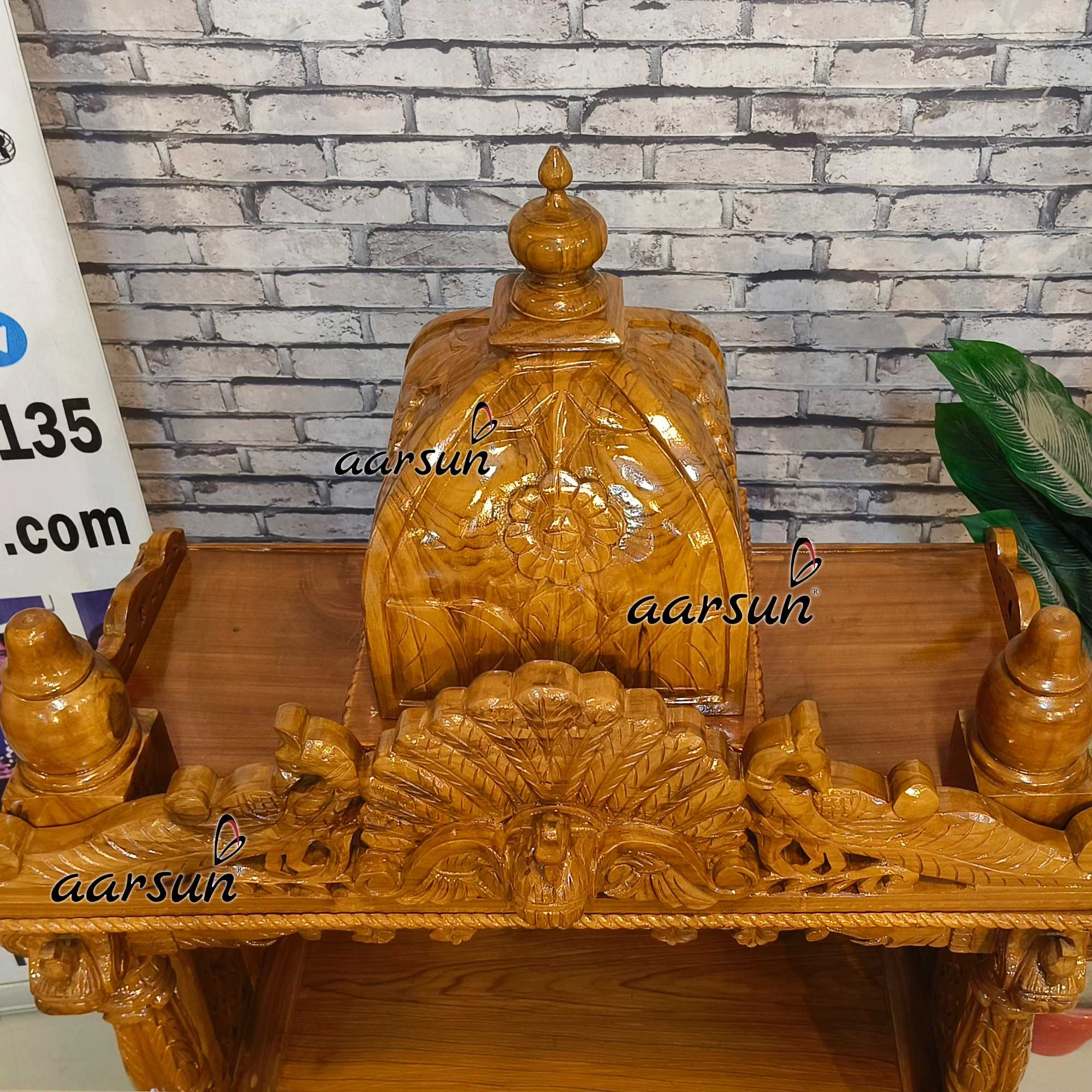 Latest Peacock Design Wooden Temple View 6