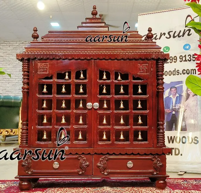 Latest Wooden Mandir design - Global delivery View 3