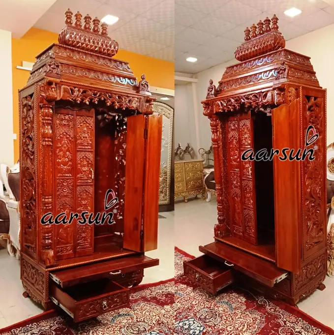 Maha Laxmi Eight Forms on Door Wooden temple for home View 4