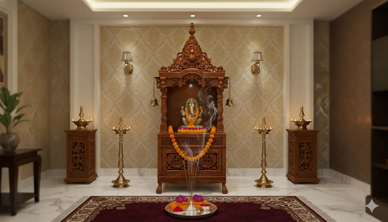 Handcarved Teak Wood Mandir for Home YT-327