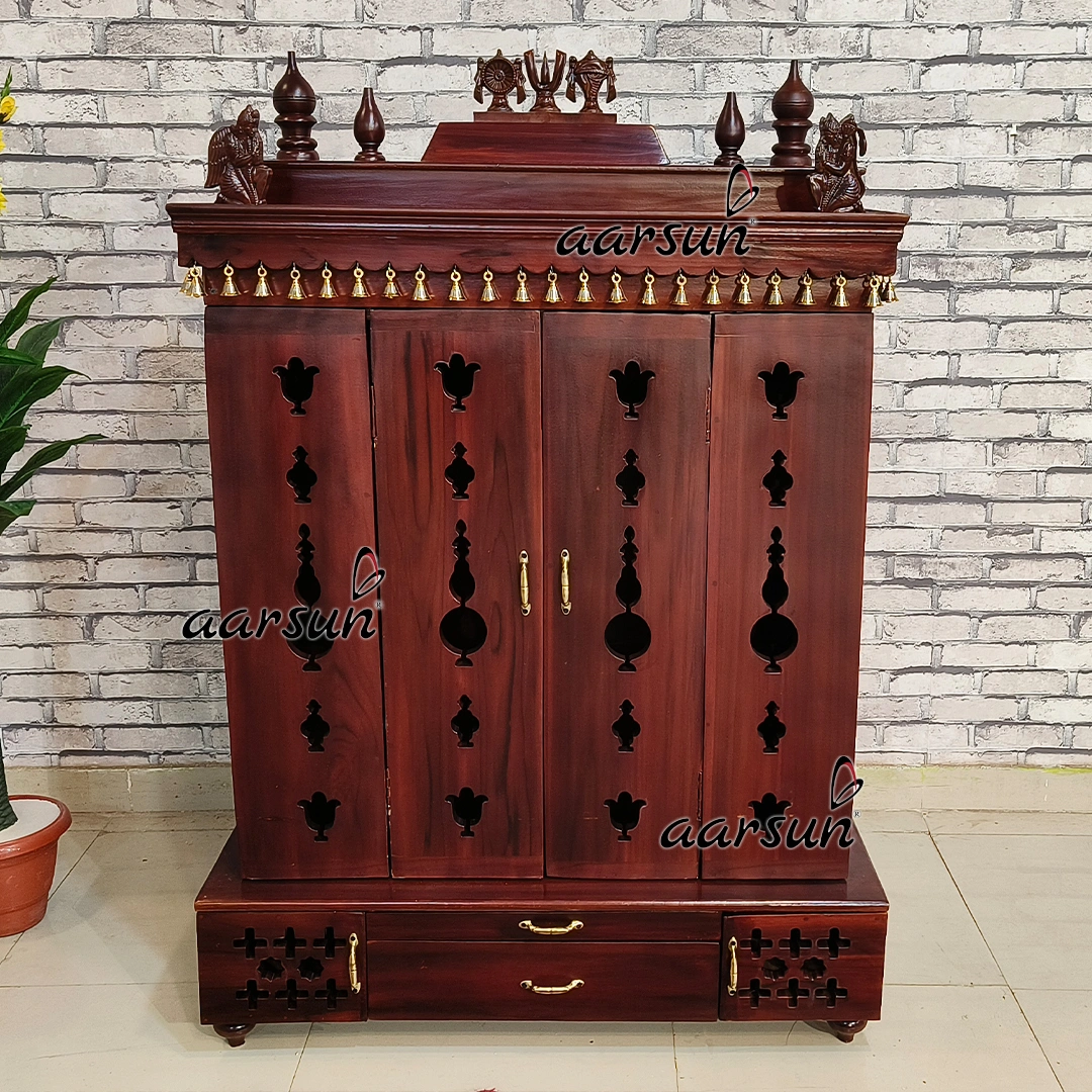 Mandir with Space-Saving 2D Design Foldable Doors View 4