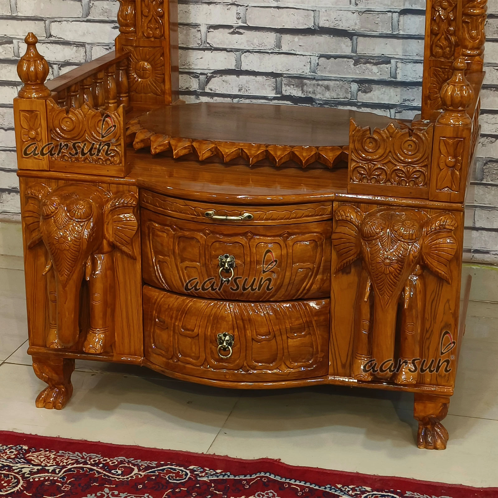 Open Sanctum With Led Shrine And Traditional Carvings View 2