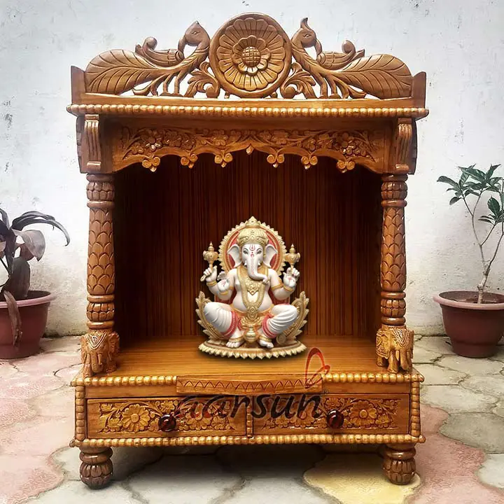 Peacock Design Wooden Mandir YT-199 View 2