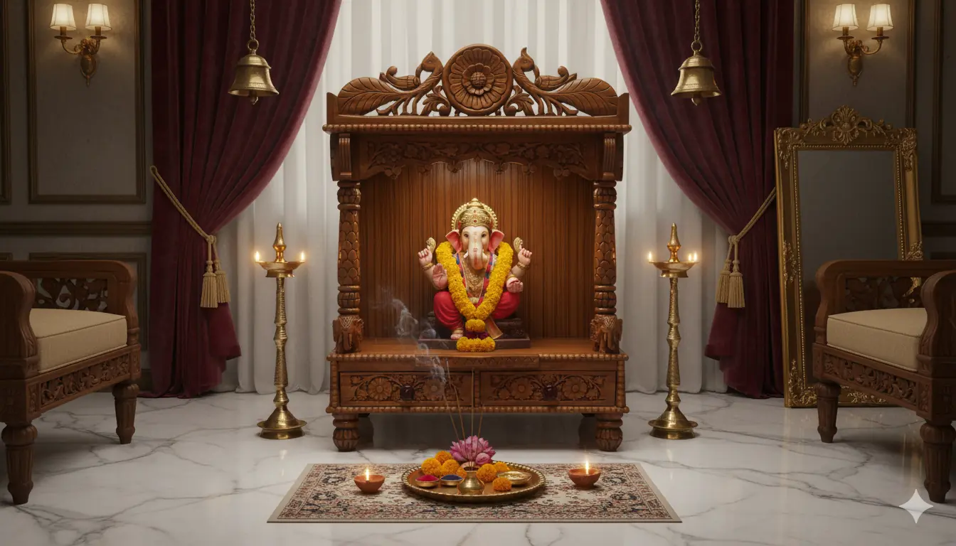 Peacock Design Wooden Mandir YT-199