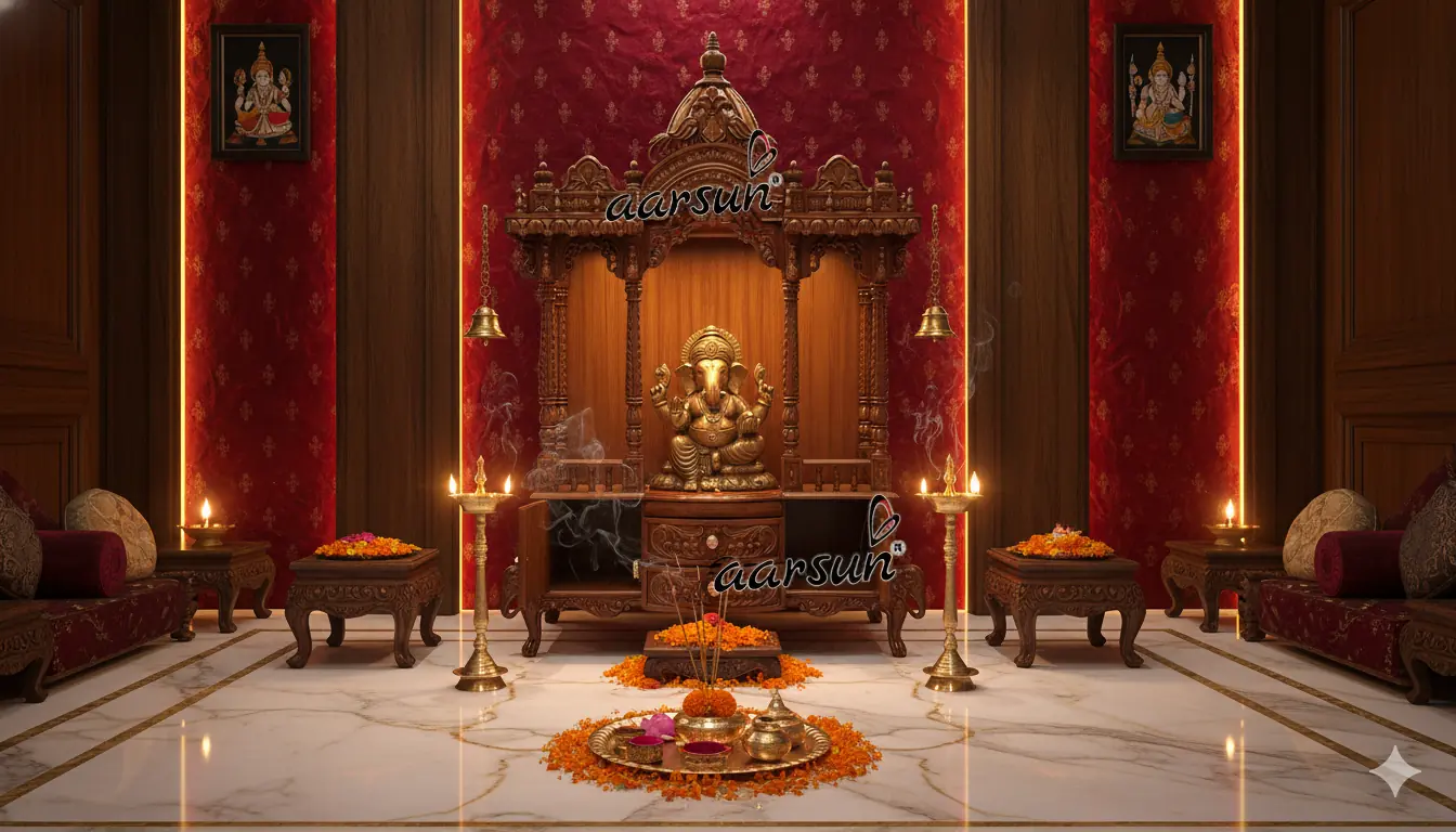 Prayer Unit Pooja Cabinet - Teak YT-81